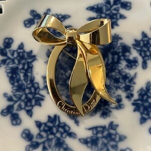 Christian Dior Vintage Logo Bow Brooch